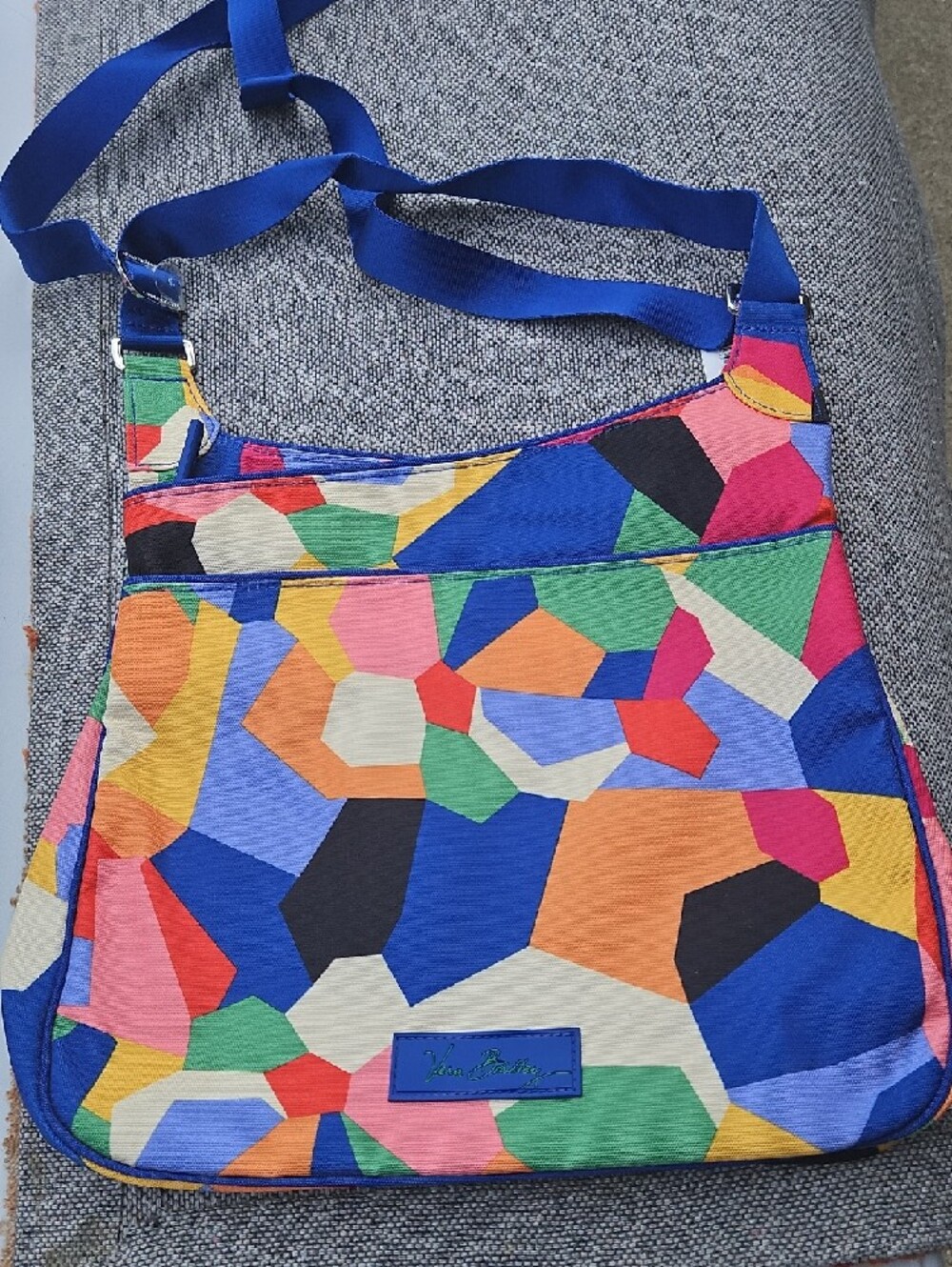 Vera Bradley Multicolor Geometric Crossbody with Royal Blue Strap - Picture 2 of 4